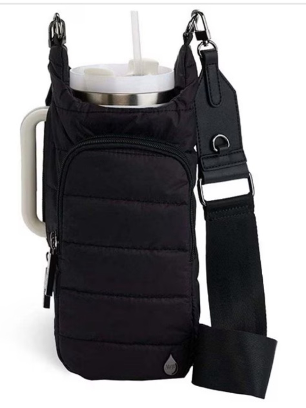 New Wanderfull Black HydroBag Water Bottle Crossbody Bag Nylon Puffer Travel